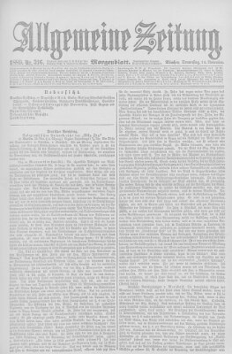 Allgemeine Zeitung Donnerstag 14. November 1889