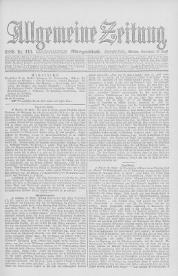 Allgemeine Zeitung Samstag 27. April 1889