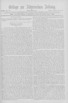 Allgemeine Zeitung Dienstag 14. Januar 1890