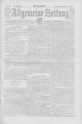 Allgemeine Zeitung Samstag 1. August 1891