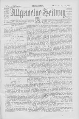 Allgemeine Zeitung Dienstag 4. August 1891