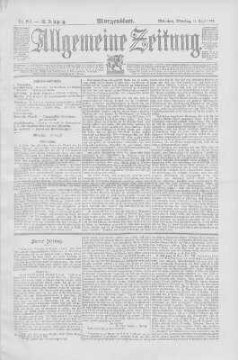 Allgemeine Zeitung Dienstag 11. August 1891