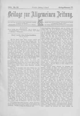 Allgemeine Zeitung Freitag 3. April 1891