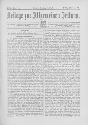 Allgemeine Zeitung Samstag 25. April 1891