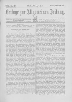 Allgemeine Zeitung Montag 1. Juni 1891