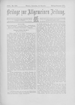 Allgemeine Zeitung Donnerstag 26. November 1891