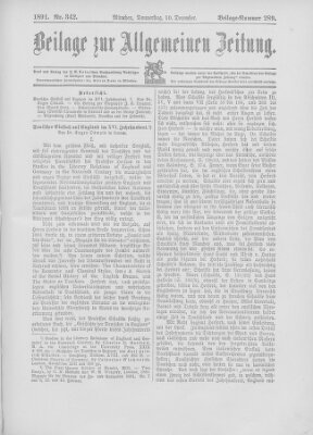 Allgemeine Zeitung Donnerstag 10. Dezember 1891