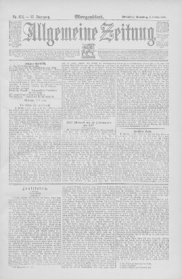 Allgemeine Zeitung Samstag 3. Oktober 1891