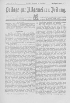Allgemeine Zeitung Samstag 19. November 1892