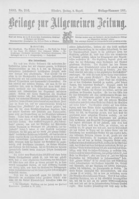 Allgemeine Zeitung Freitag 5. August 1892
