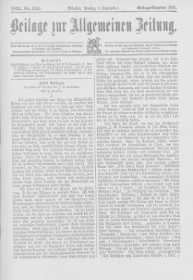 Allgemeine Zeitung Freitag 2. September 1892