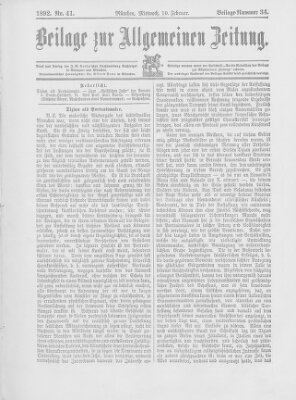 Allgemeine Zeitung Mittwoch 10. Februar 1892