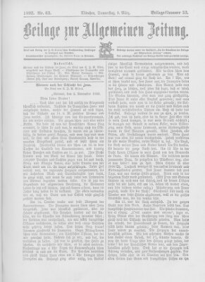 Allgemeine Zeitung Donnerstag 3. März 1892