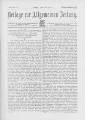 Allgemeine Zeitung Freitag 18. März 1892