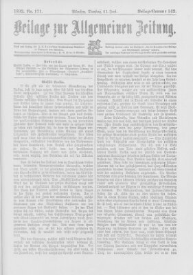Allgemeine Zeitung Dienstag 21. Juni 1892