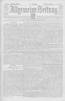 Allgemeine Zeitung Samstag 19. September 1896
