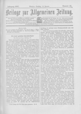Allgemeine Zeitung Samstag 16. Januar 1897