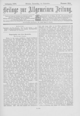 Allgemeine Zeitung Donnerstag 22. September 1898