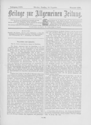Allgemeine Zeitung Samstag 10. Dezember 1898