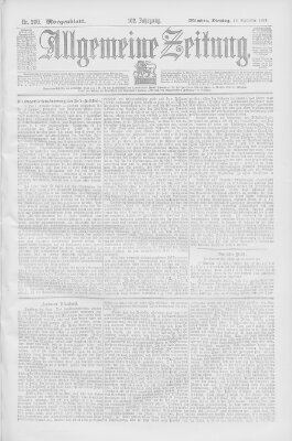 Allgemeine Zeitung Dienstag 19. September 1899