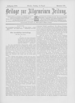 Allgemeine Zeitung Samstag 18. August 1900