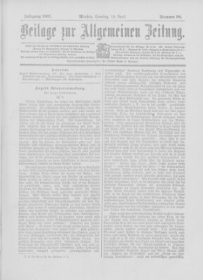 Allgemeine Zeitung Samstag 19. April 1902