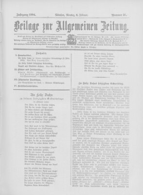 Allgemeine Zeitung Montag 8. Februar 1904
