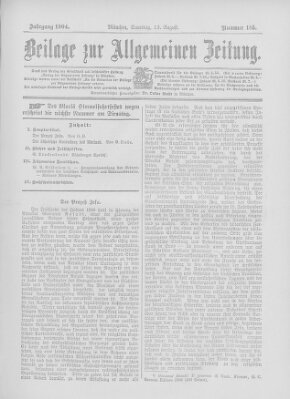 Allgemeine Zeitung Samstag 13. August 1904
