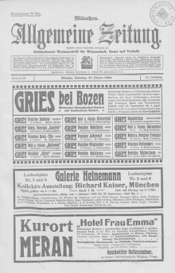 Allgemeine Zeitung Samstag 17. Oktober 1908