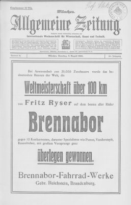 Allgemeine Zeitung Samstag 8. August 1908
