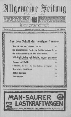 Allgemeine Zeitung Sonntag 21. September 1919
