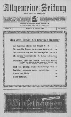 Allgemeine Zeitung Sonntag 9. November 1919