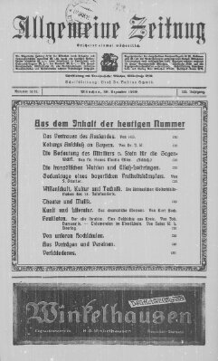 Allgemeine Zeitung Dienstag 30. Dezember 1919