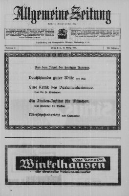 Allgemeine Zeitung Sonntag 12. März 1922