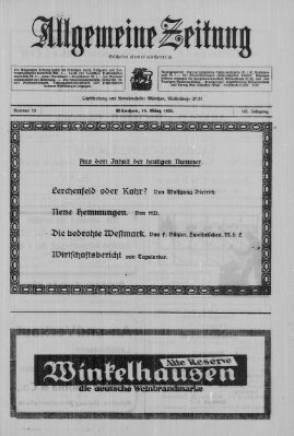 Allgemeine Zeitung Sonntag 19. März 1922