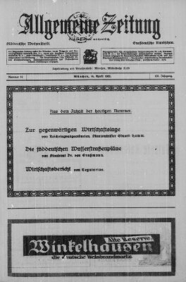 Allgemeine Zeitung Sonntag 16. April 1922