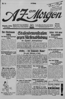 AZ am Morgen (Allgemeine Zeitung) Mittwoch 20. Januar 1926