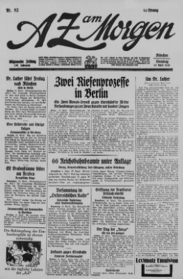AZ am Morgen (Allgemeine Zeitung) Dienstag 13. April 1926