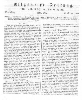 Allgemeine Zeitung Dienstag 13. September 1825