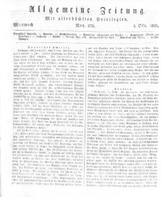 Allgemeine Zeitung Mittwoch 5. Oktober 1825