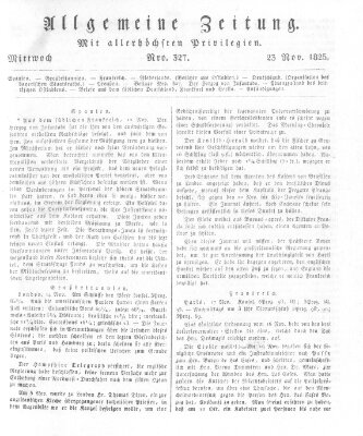 Allgemeine Zeitung Mittwoch 23. November 1825