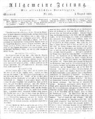 Allgemeine Zeitung Mittwoch 4. August 1830