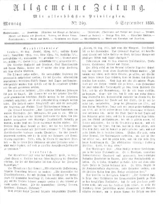 Allgemeine Zeitung Montag 6. September 1830