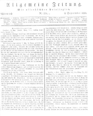 Allgemeine Zeitung Mittwoch 8. September 1830