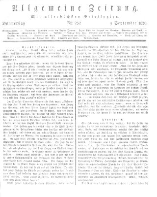 Allgemeine Zeitung Donnerstag 9. September 1830