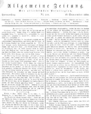 Allgemeine Zeitung Donnerstag 16. September 1830