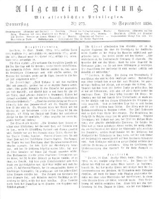Allgemeine Zeitung Donnerstag 30. September 1830