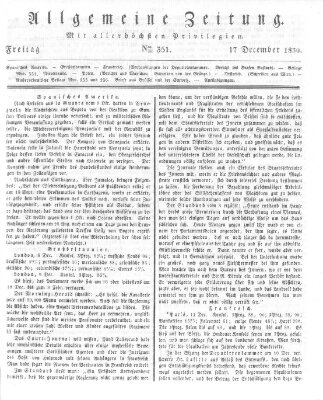 Allgemeine Zeitung Freitag 17. Dezember 1830