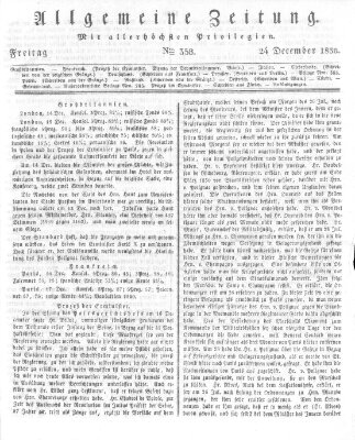 Allgemeine Zeitung Freitag 24. Dezember 1830