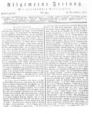 Allgemeine Zeitung Samstag 25. Dezember 1830